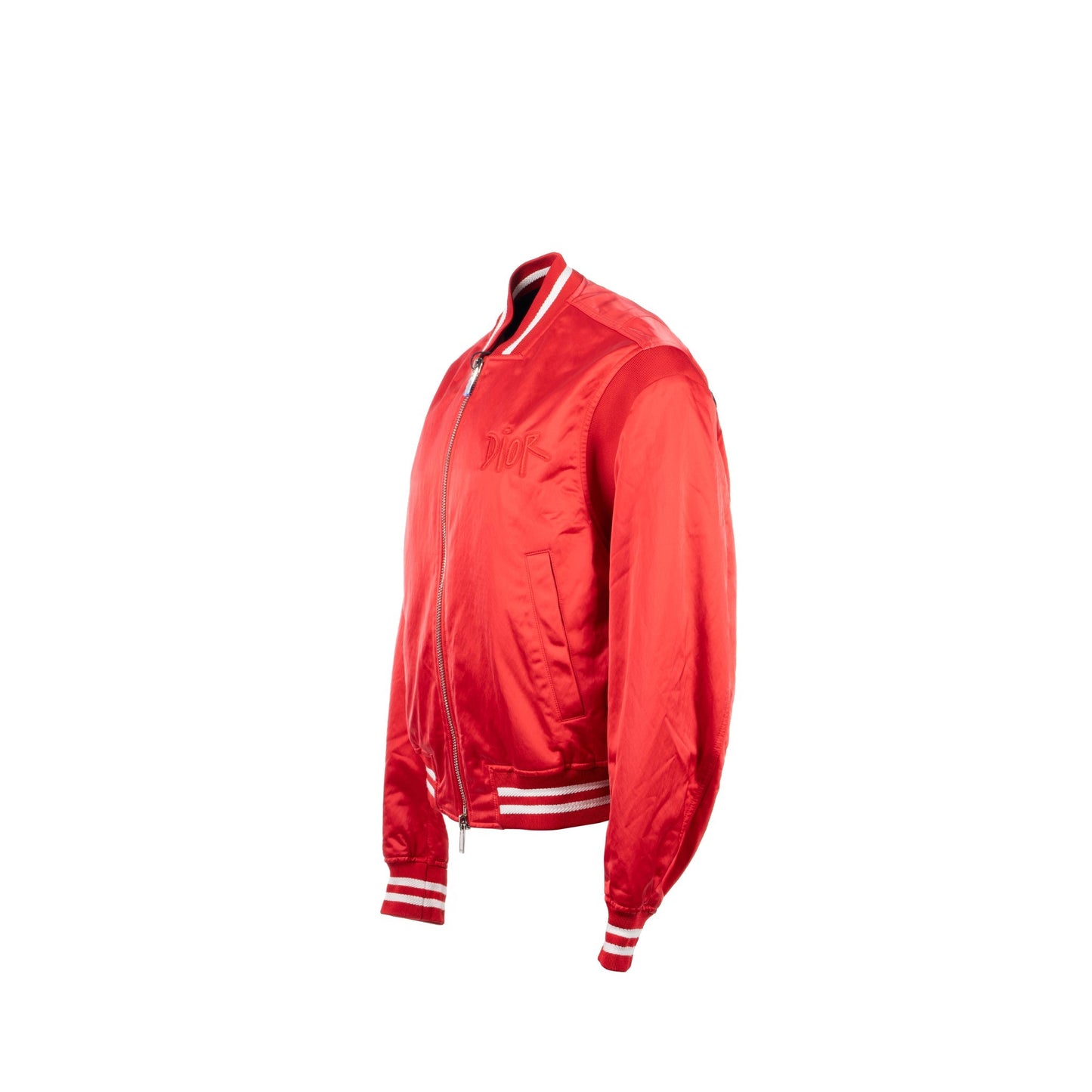 Luxury Dior Size 50 Shawn Stussy Limited Edition OX Zipped Bomber Jacket Polyamide Red