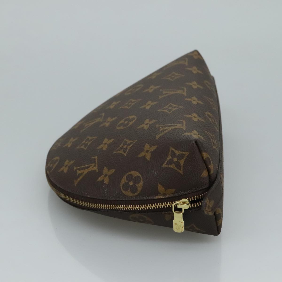LOUIS VUITTON Monogram Trousse Demi Ronde Cosmetic Pouch M47520 LV 110614