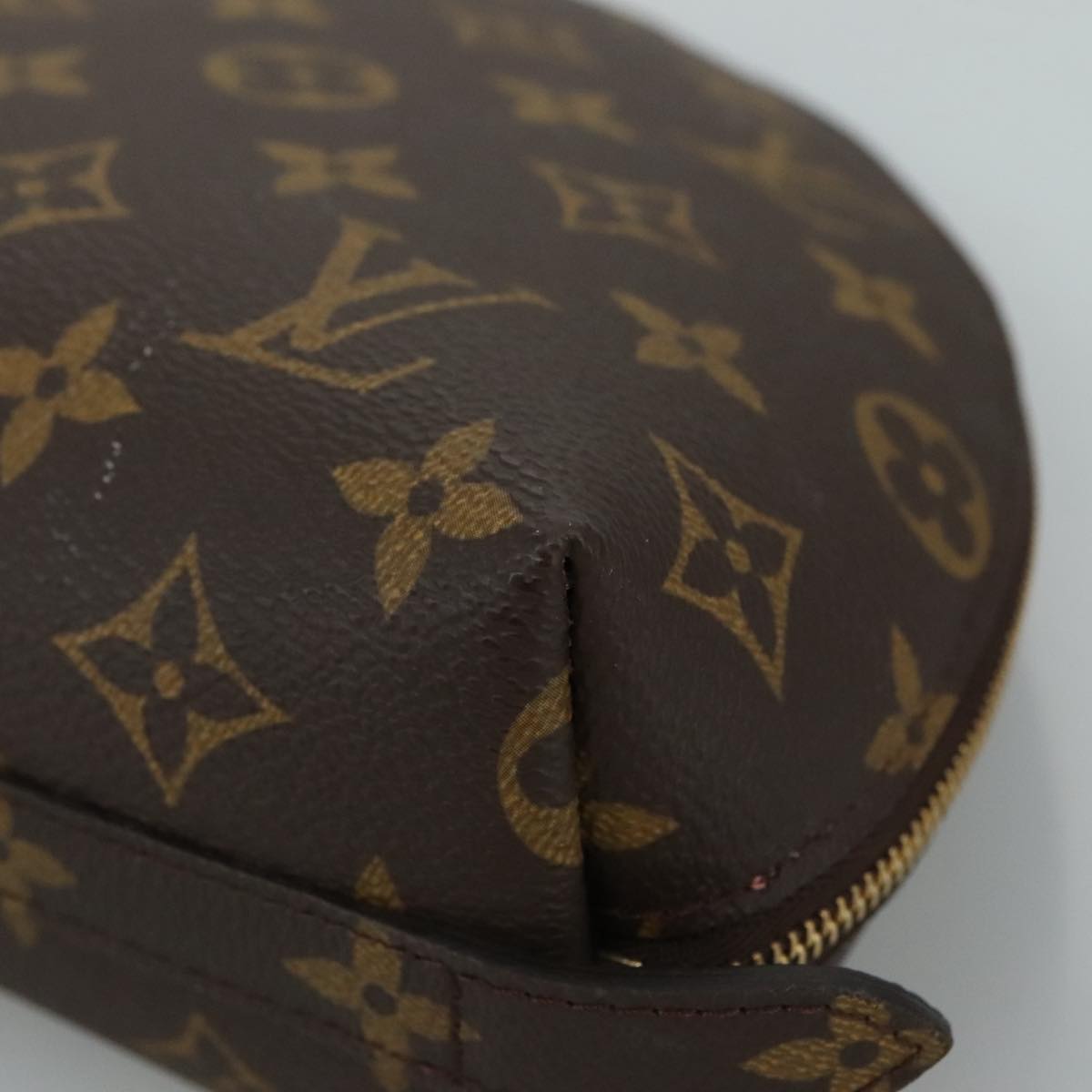 LOUIS VUITTON Monogram Trousse Demi Ronde Cosmetic Pouch M47520 LV 110614