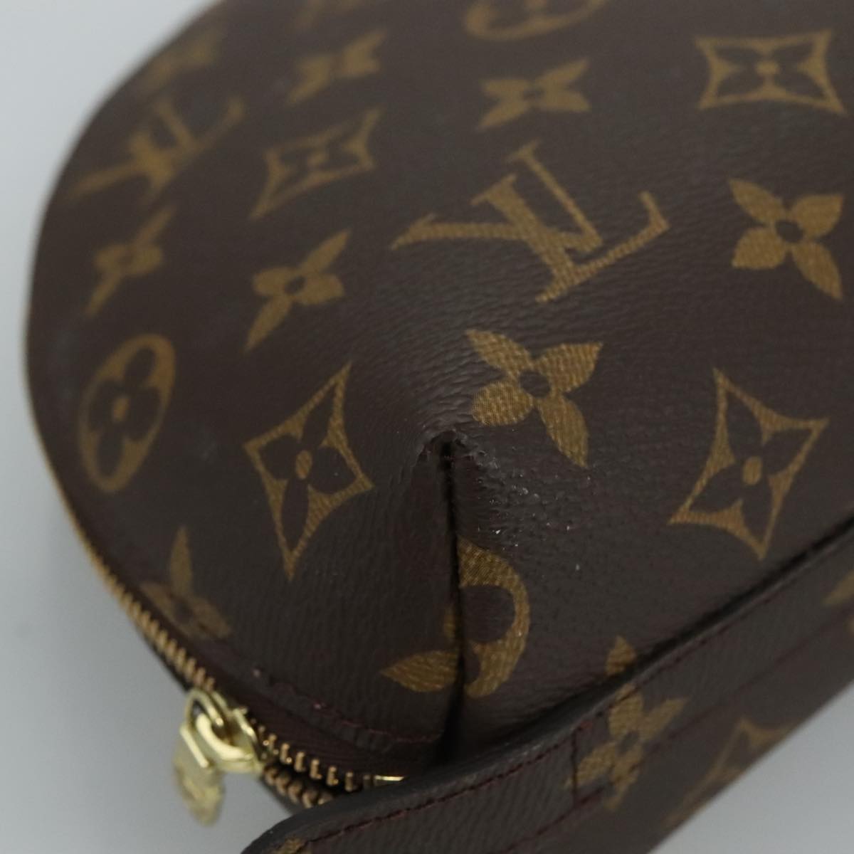 LOUIS VUITTON Monogram Trousse Demi Ronde Cosmetic Pouch M47520 LV 110614