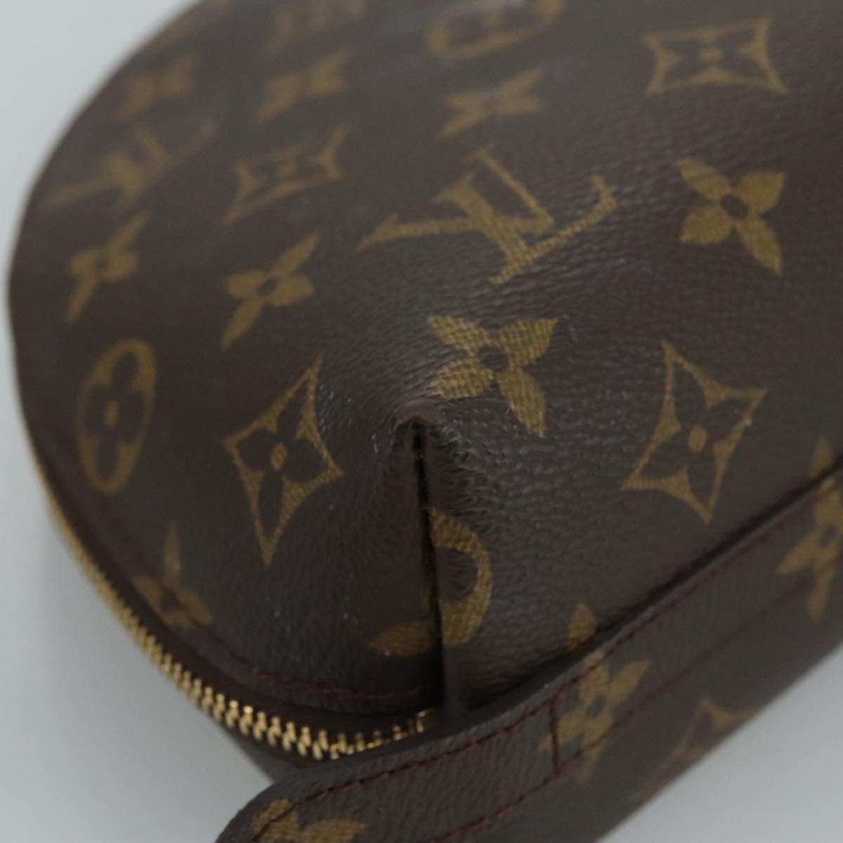 LOUIS VUITTON Monogram Trousse Demi Ronde Cosmetic Pouch M47520 LV 110615