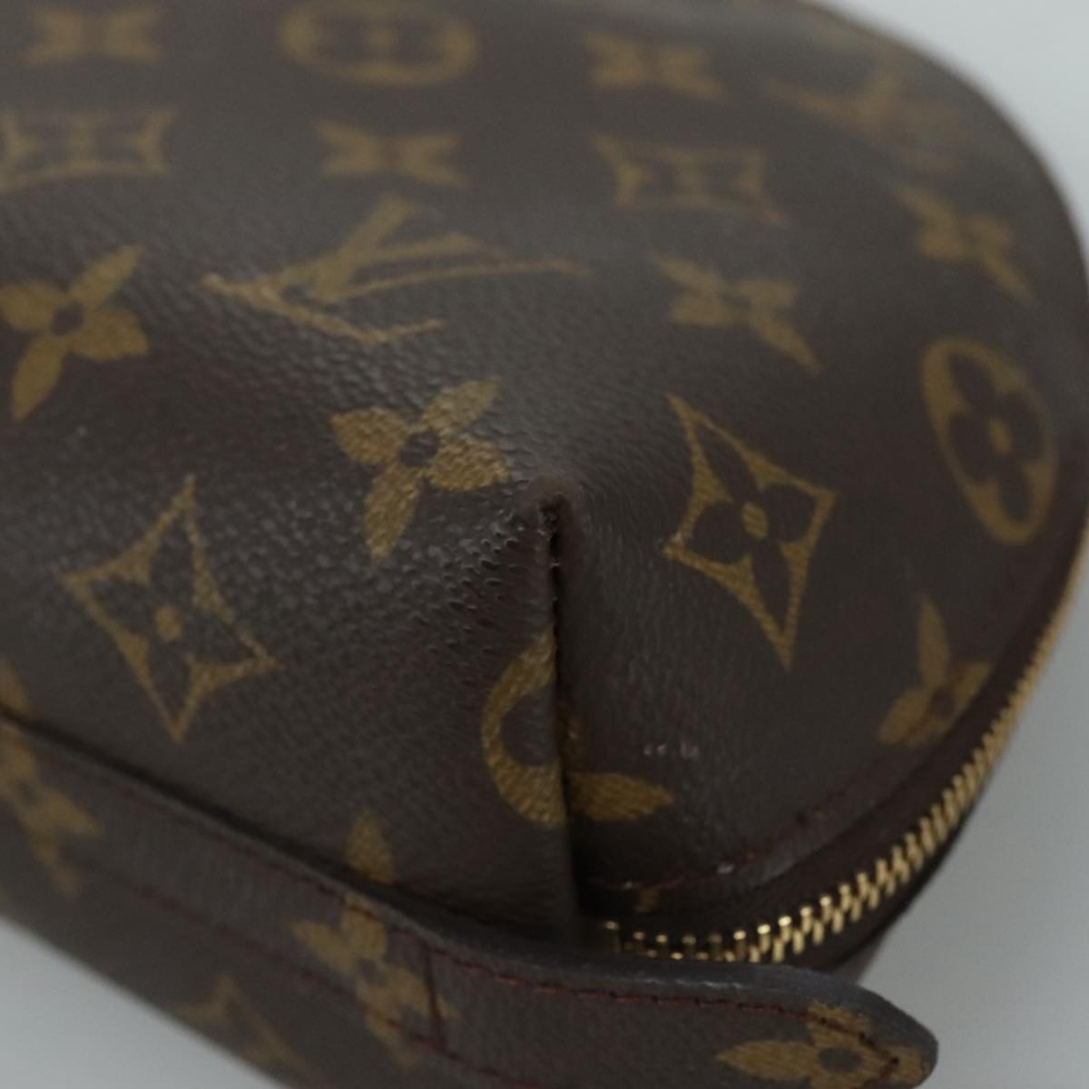 LOUIS VUITTON Monogram Trousse Demi Ronde Cosmetic Pouch M47520 LV 110615