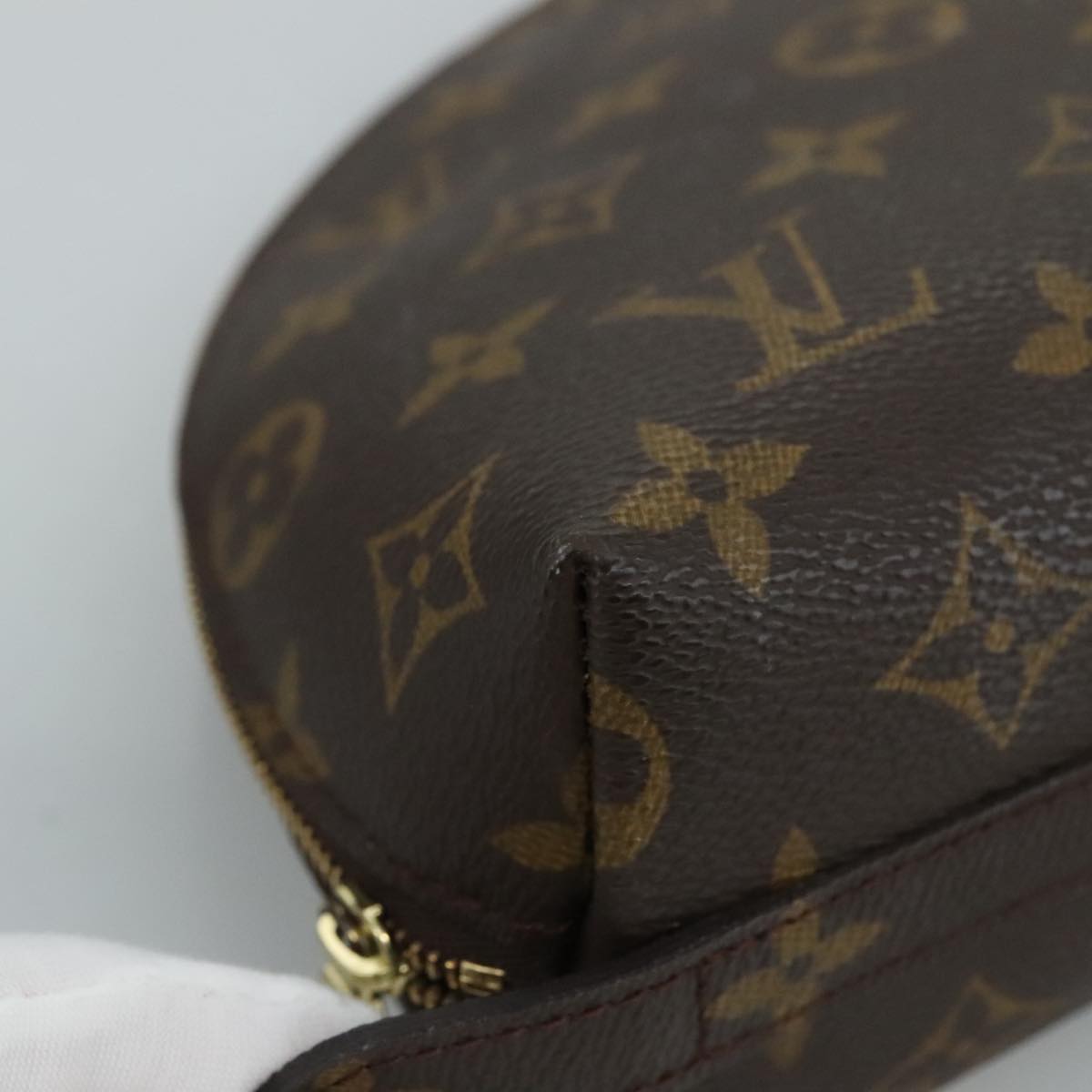 LOUIS VUITTON Monogram Trousse Demi Ronde Cosmetic Pouch M47520 LV 110615