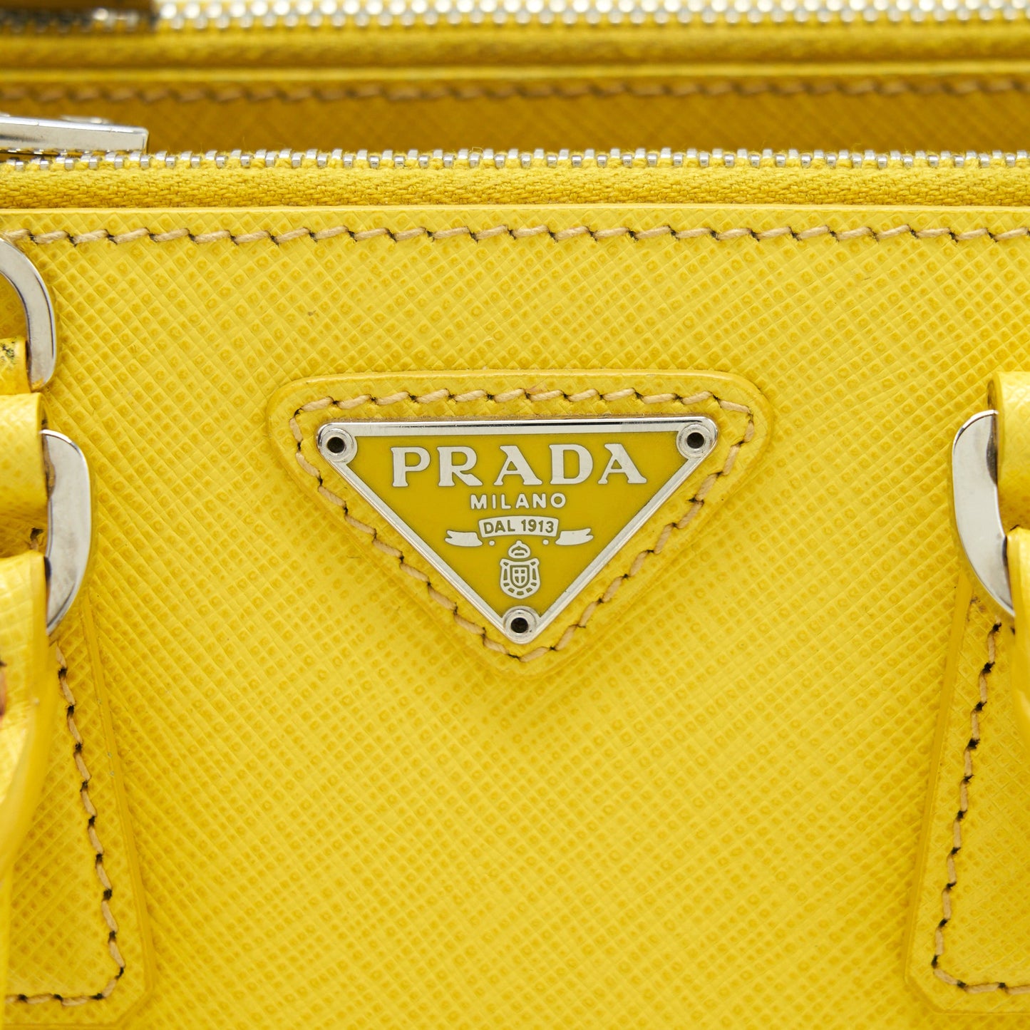 Prada Galleria Mini Tote Saffiano Lux Yellow SHW