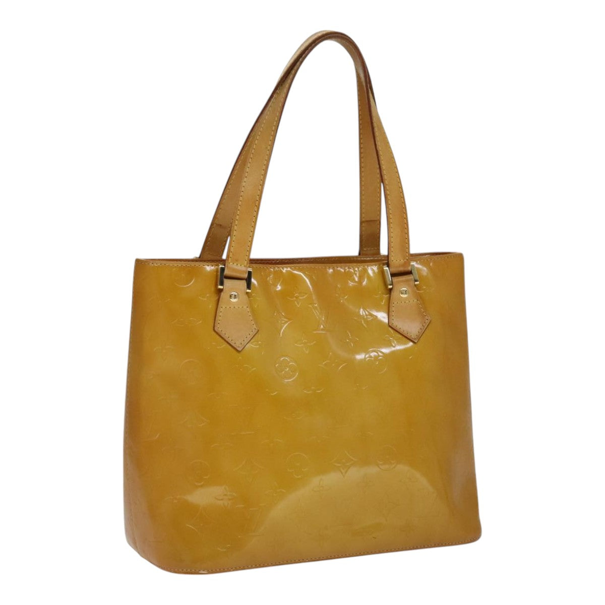 LOUIS VUITTON Monogram Vernis Houston Hand Bag Beige M91004 LV 110623