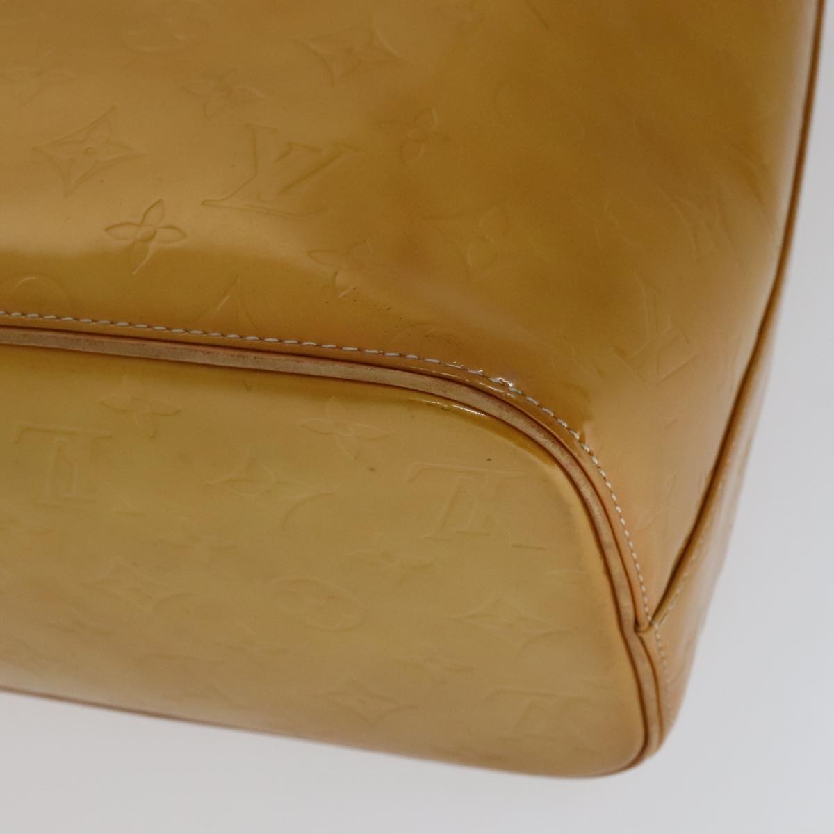 LOUIS VUITTON Monogram Vernis Houston Hand Bag Beige M91004 LV 110623