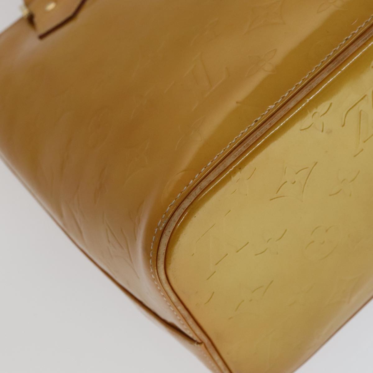 LOUIS VUITTON Monogram Vernis Houston Hand Bag Beige M91004 LV 110623