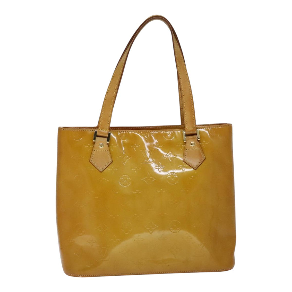 LOUIS VUITTON Monogram Vernis Houston Hand Bag Beige M91004 LV 110623