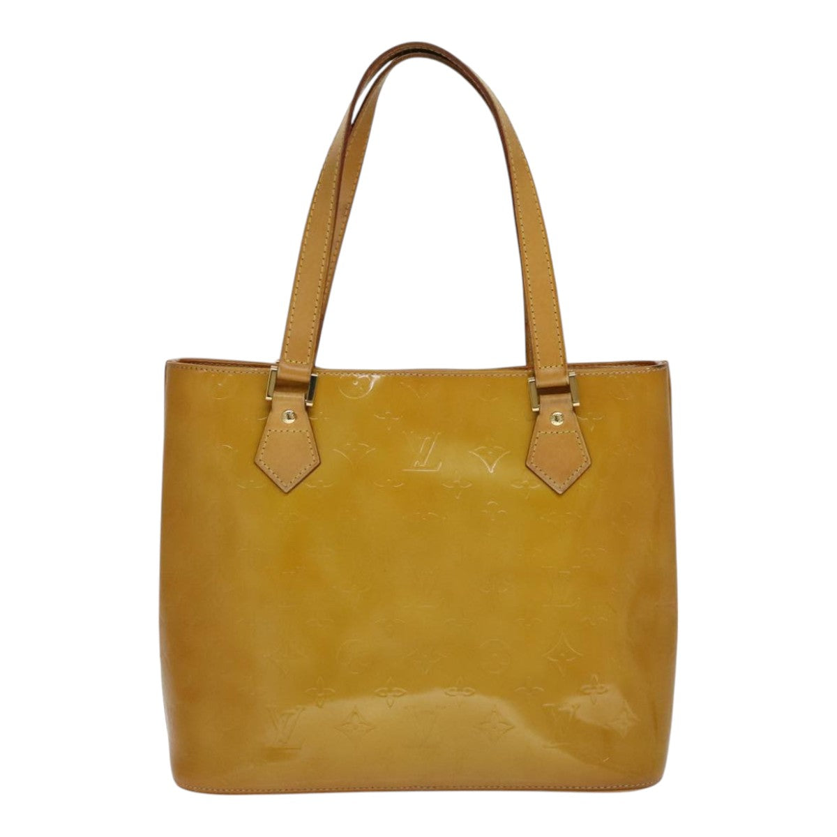 LOUIS VUITTON Monogram Vernis Houston Hand Bag Beige M91004 LV 110623