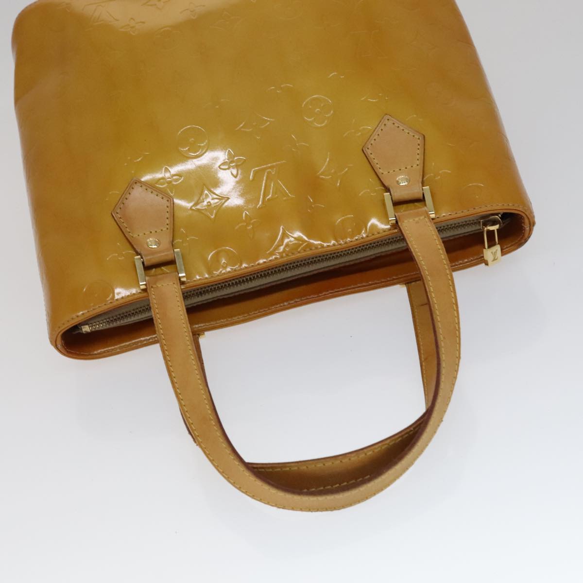 LOUIS VUITTON Monogram Vernis Houston Hand Bag Beige M91004 LV 110623