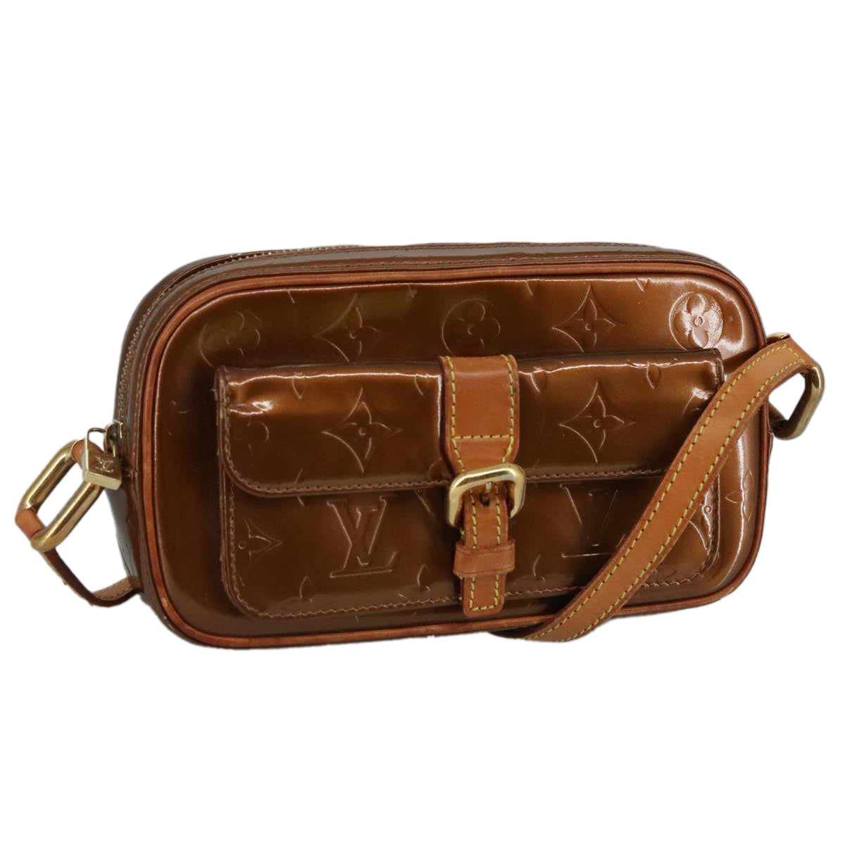 LOUIS VUITTON Monogram Vernis Christy MM Shoulder Bag Bronze M91109 111065