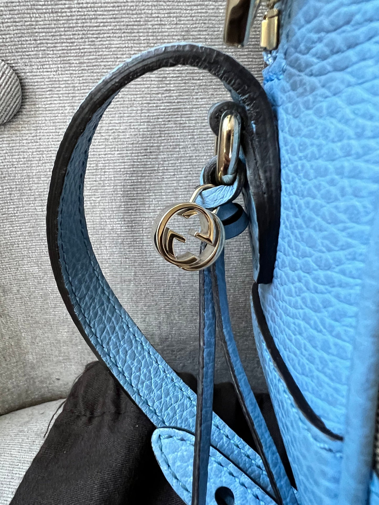 Luxury Gucci Trending 2025 Bree GG Canvas Light Blue Mini Messenger Bag
