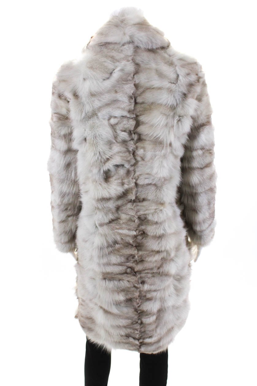 Gucci Womens Fur Long Coat Cream Brown