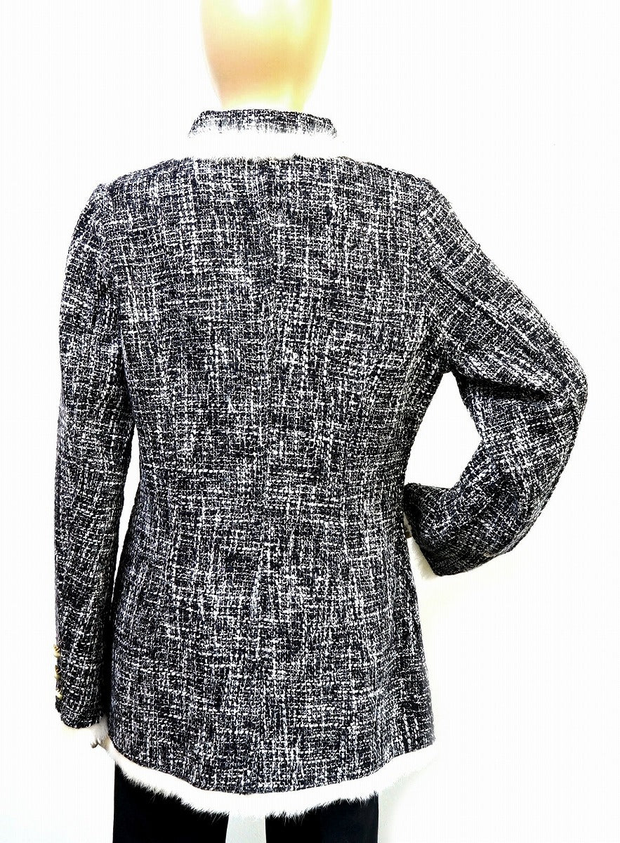 Chanel Women's Wool Rabbit Fur Coat Black