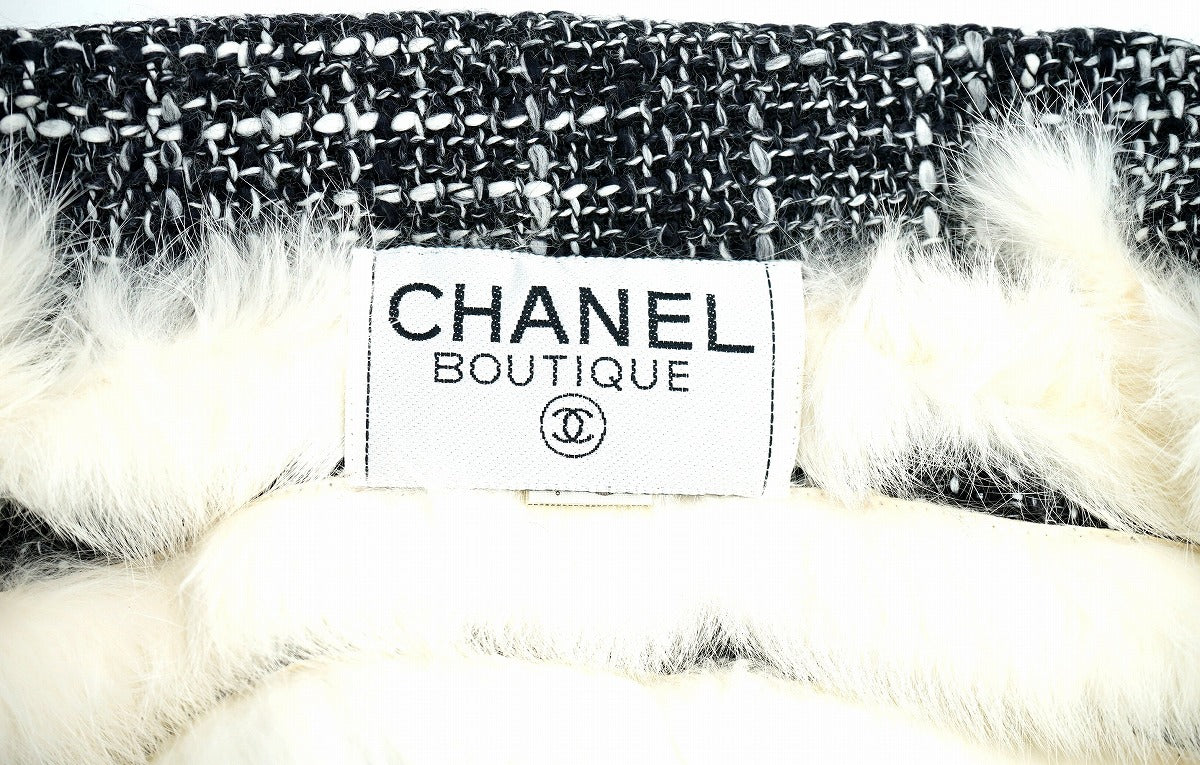 Chanel Women's Wool Rabbit Fur Coat Black