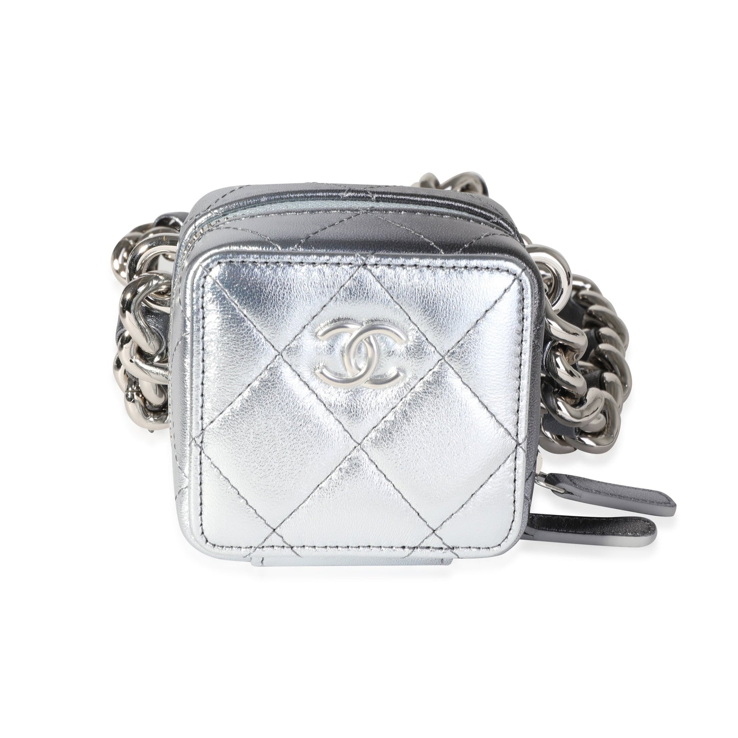 CHANEL Metallic Lambskin Quilted Coco Punk Clutch With Chain