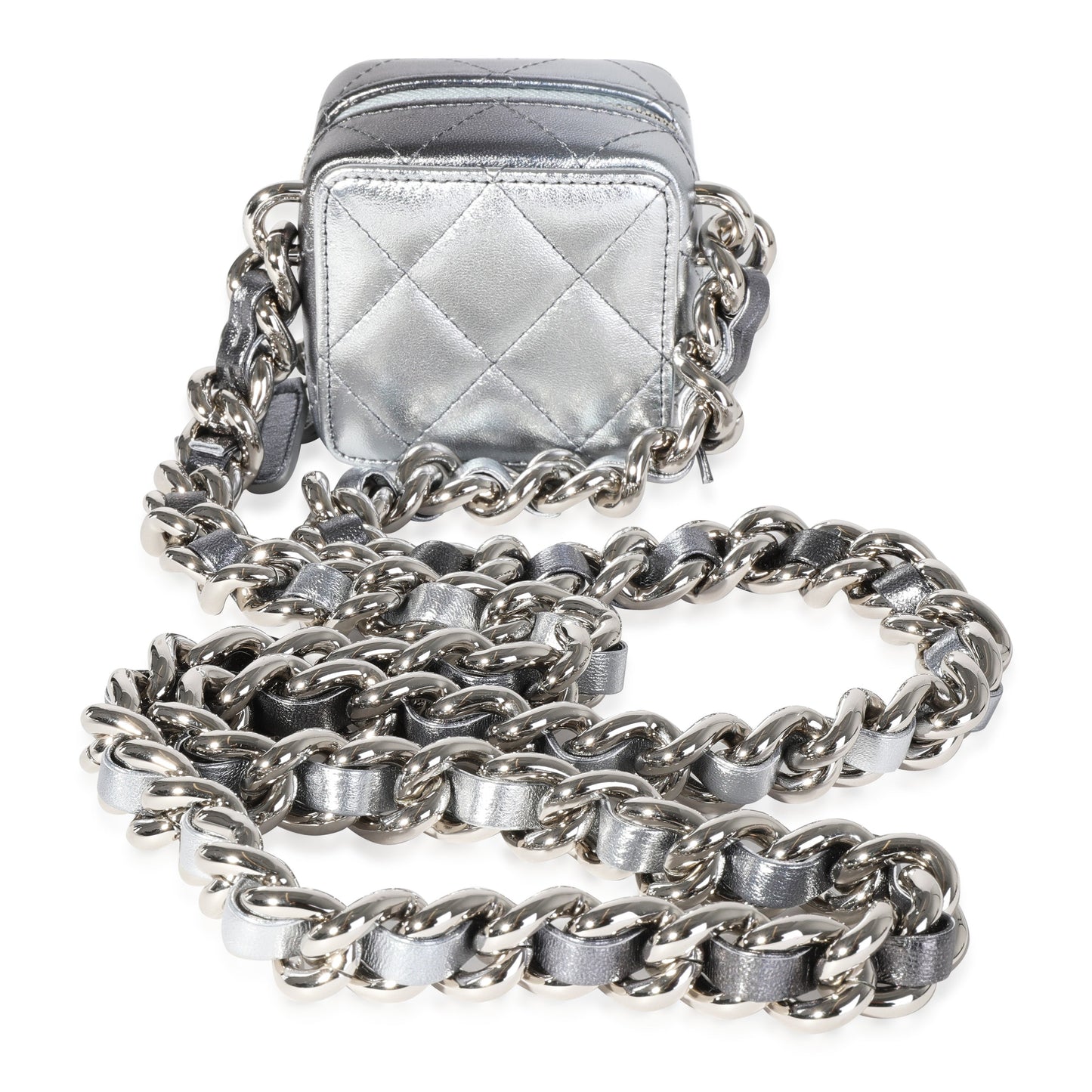 CHANEL Metallic Lambskin Quilted Coco Punk Clutch With Chain