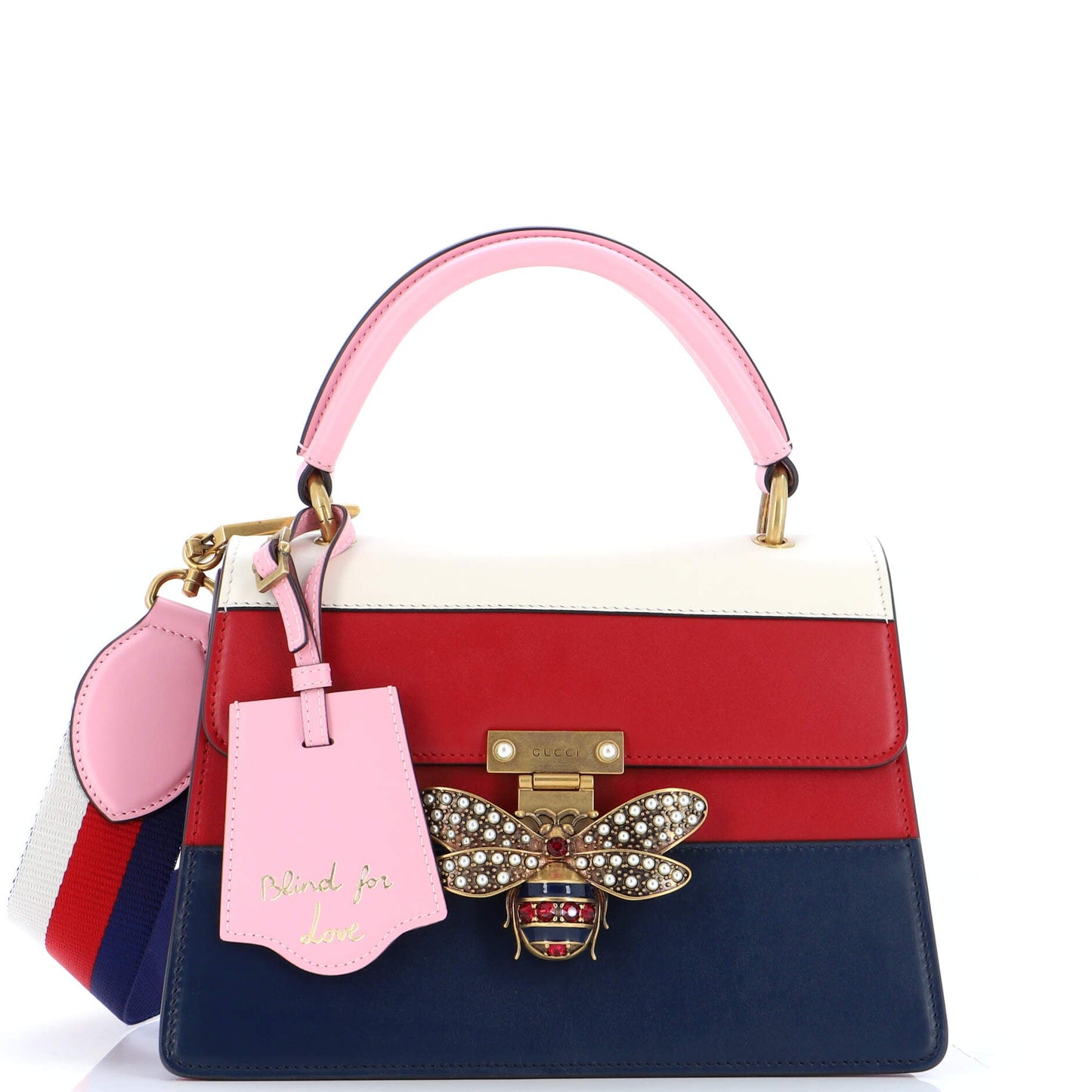 Luxury Gucci Trending 2025 Queen Margaret Top Handle Bag Colorblock Leather Small