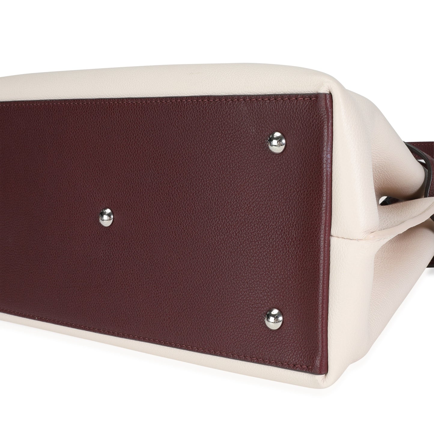 Louis Vuitton Louis Vuitton Cream & Burgundy Grained Calf Leather Lockme Day Bag