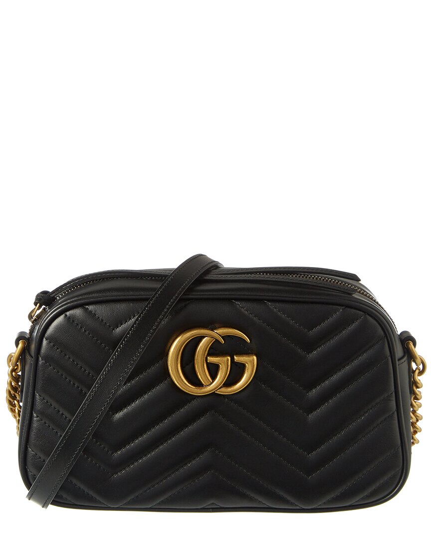 Luxury Gucci Trending 2025 GG Marmont Small Matelasse Leather Crossbody Camera Bag, Black