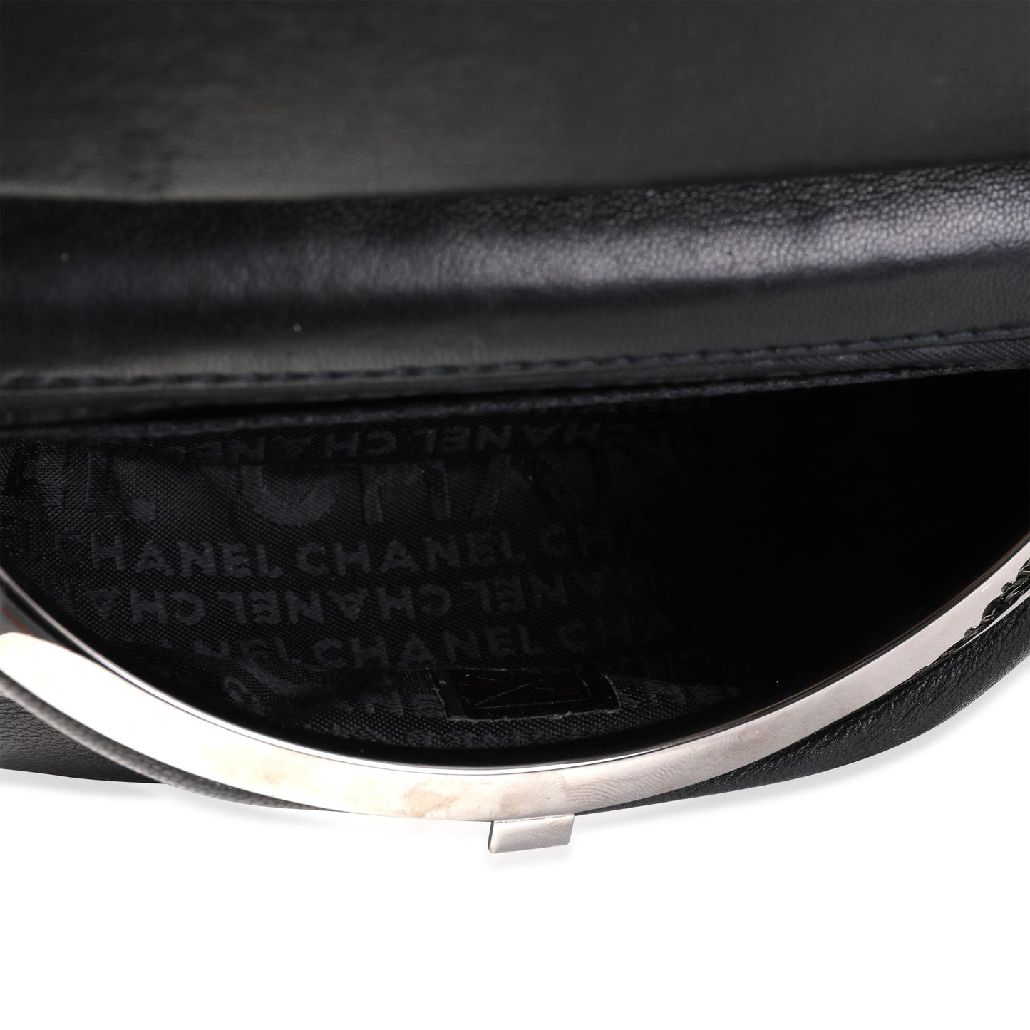 CHANEL Black Patent Leather Chocolate Bar Wristlet