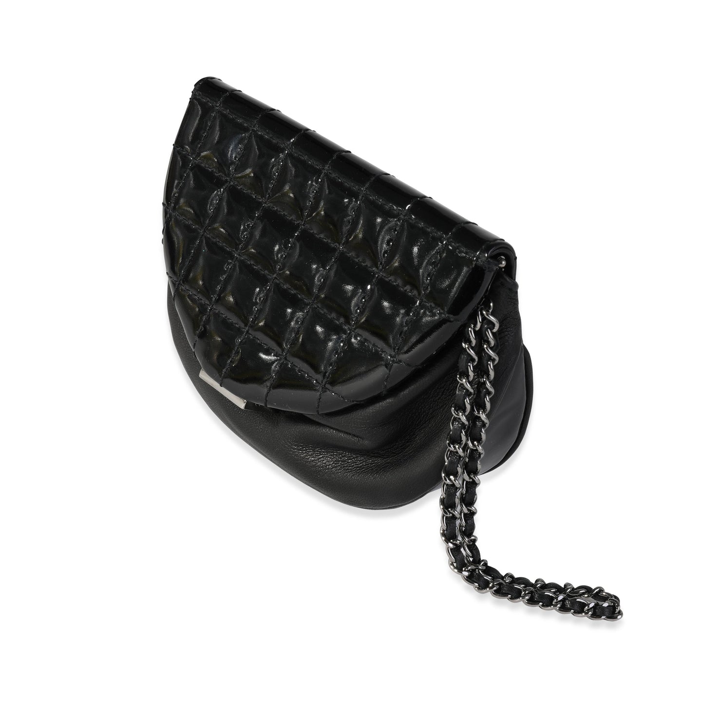 CHANEL Black Patent Leather Chocolate Bar Wristlet