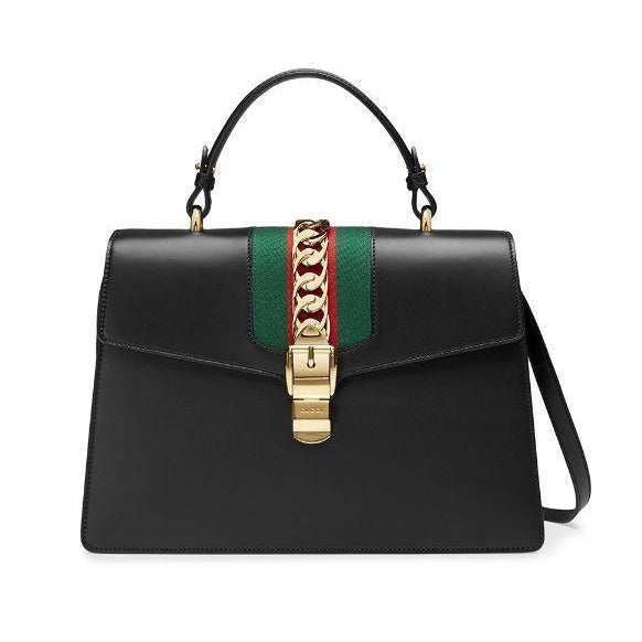 Luxury Gucci GG Sylvie Leather Medium Top Handle Bag