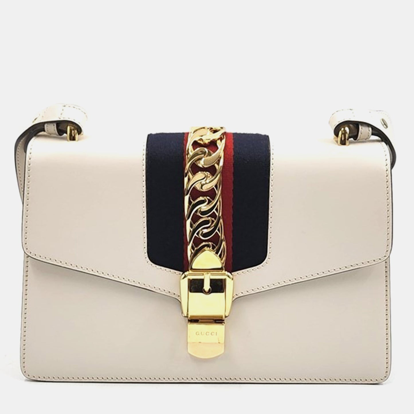 Luxury Gucci Trending 2025 Ivory Leather Sylvie Shoulder Bag