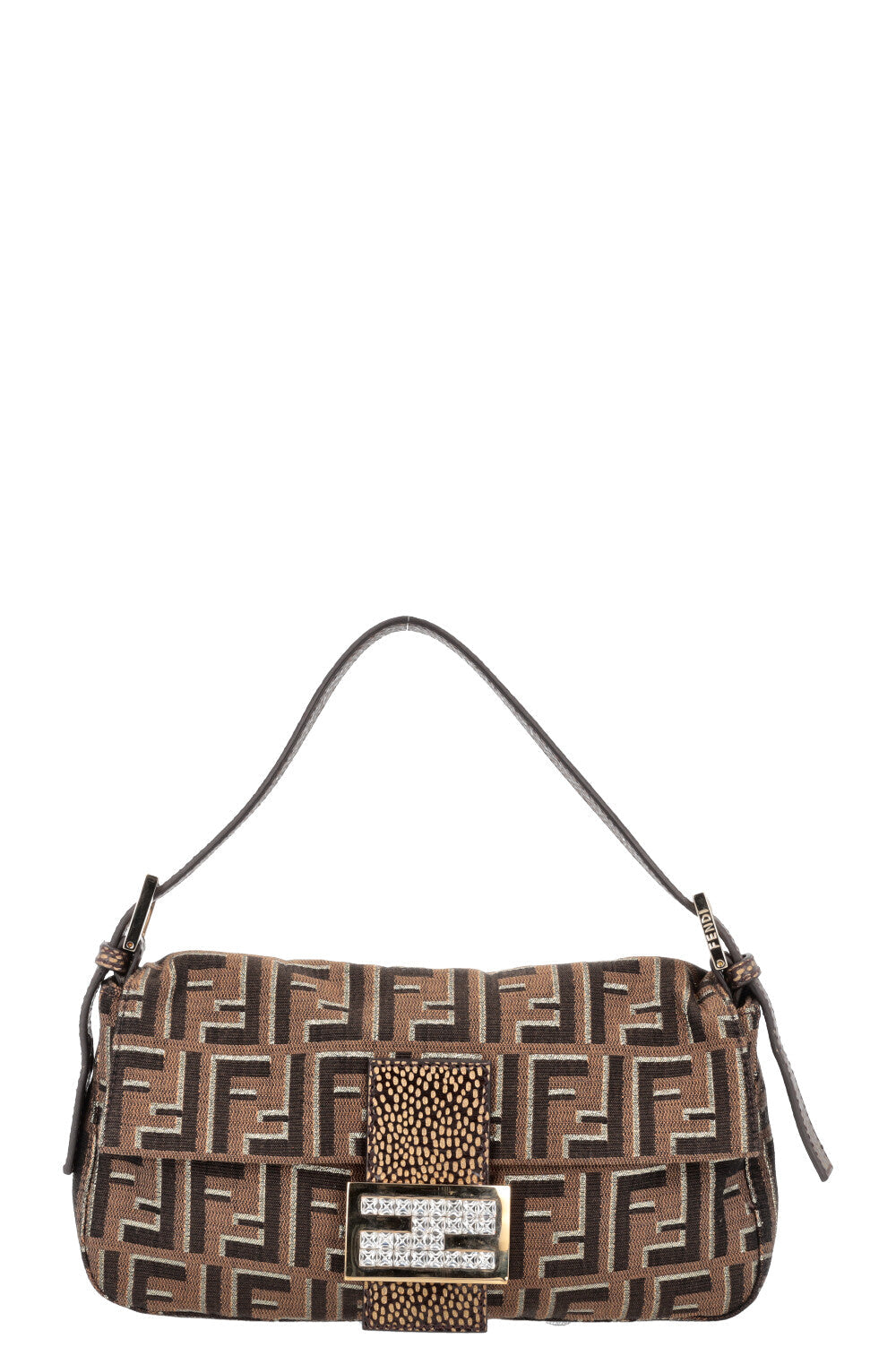 Luxury Fendi Baguette Bag Zucca Print with Crystal