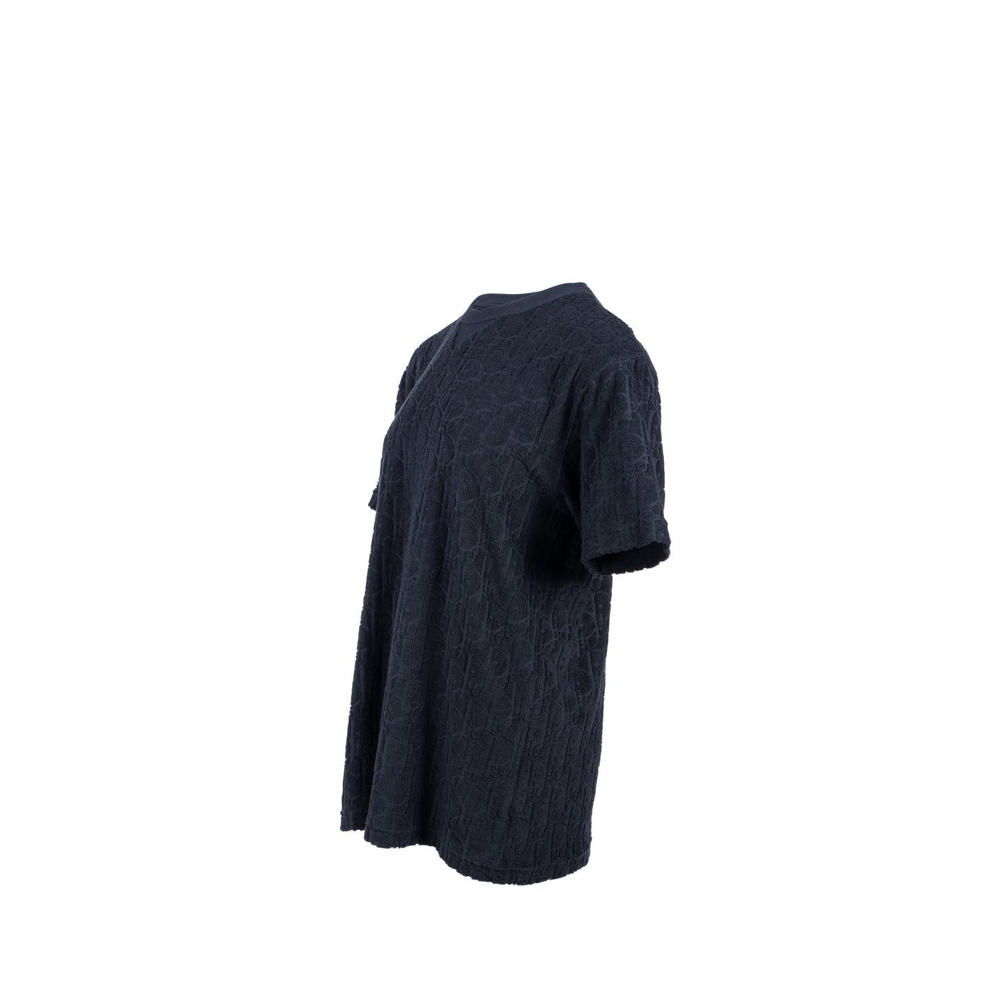 Luxury Dior Size XS Oblique Relaxed-Fit T-Shirt Cotton Jacquard Navy Blue Terry