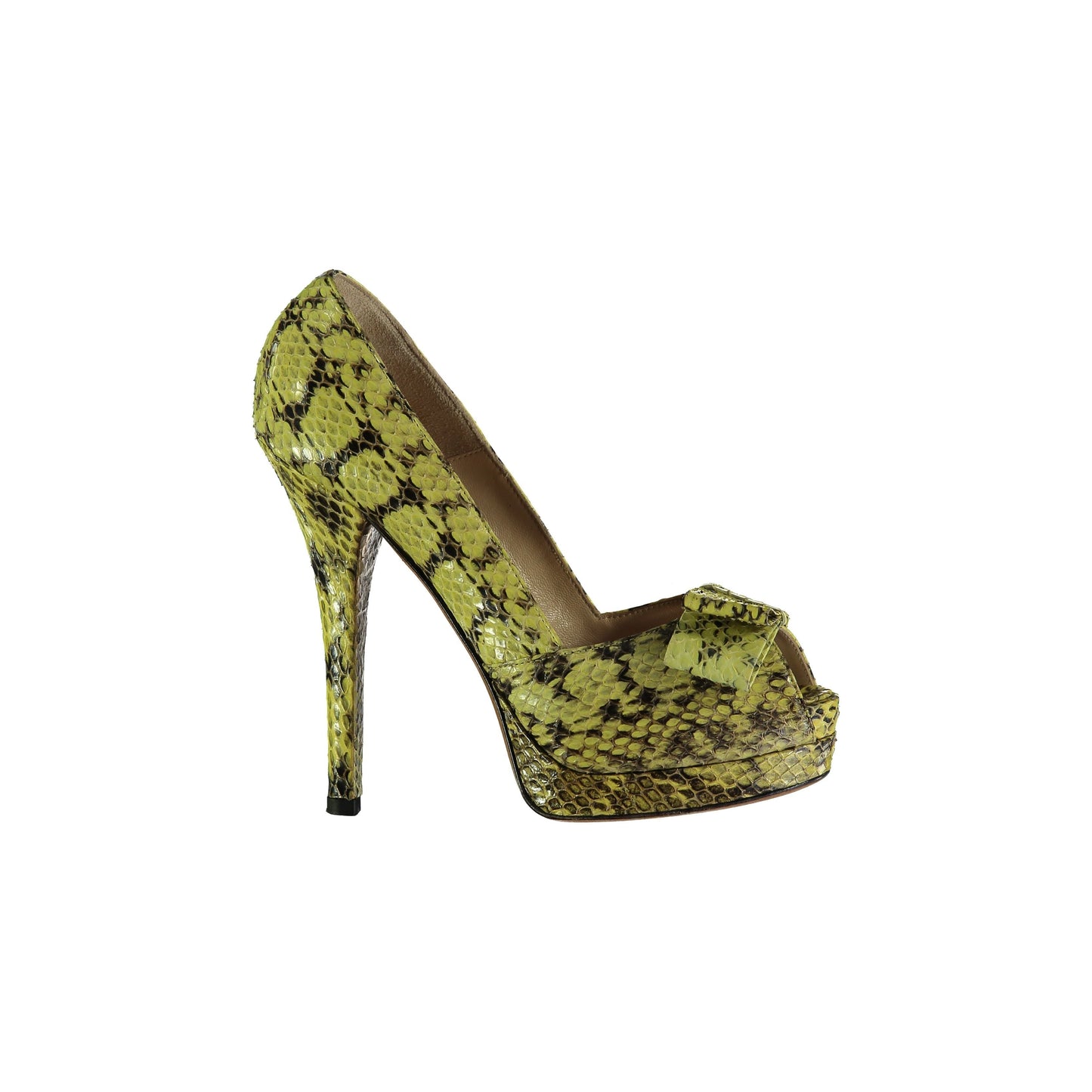 Luxury Fendi Snakeskin Peep-toe Platform Pumps - '10s