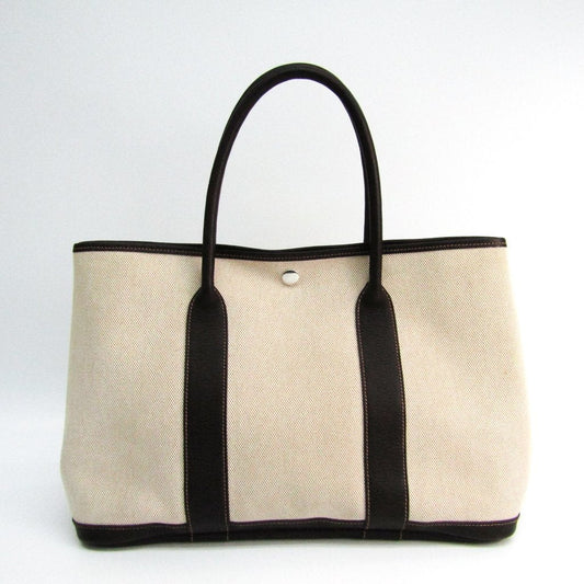 Luxury Hermes Natural/Brown Canvas Garden Party 36 Tote (SHA19050)