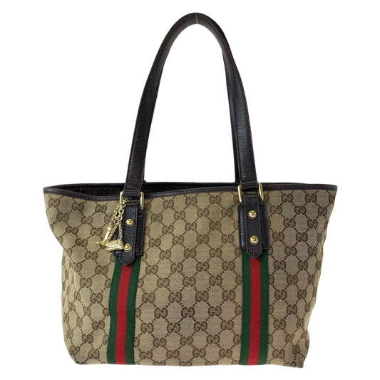 Luxury Gucci Trending 2025 GG Canvas Brown Red Gold Tote Shoulder Bag
