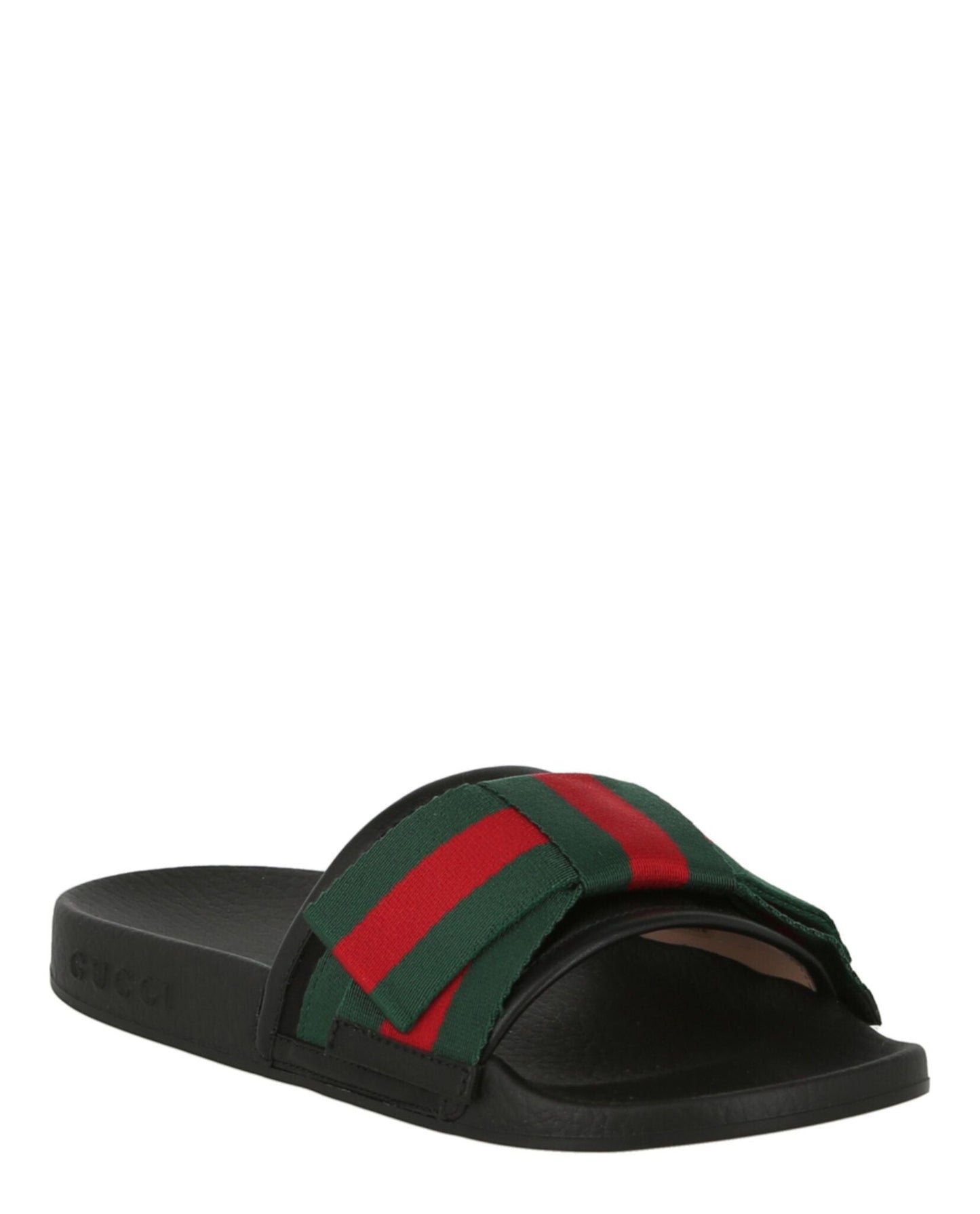 Gucci Satin Web Sylvie Bow Slides