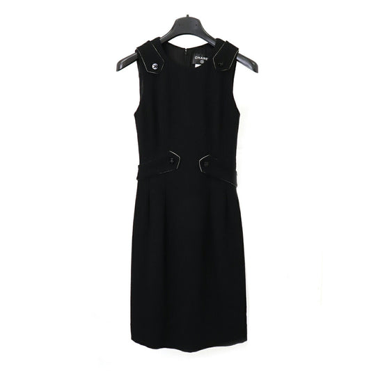 Chanel Wool Silk Sleeveless Dress Black