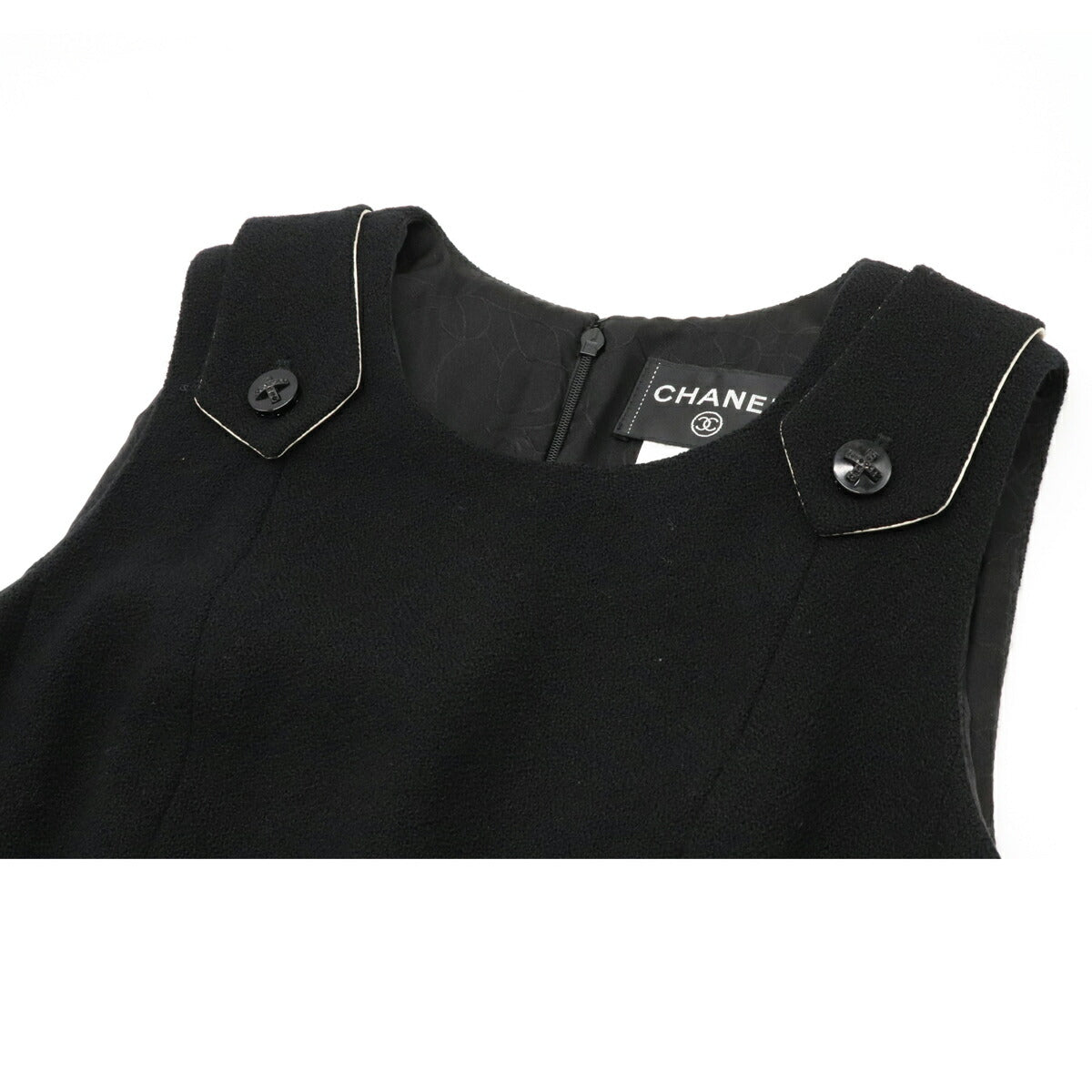 Chanel Wool Silk Sleeveless Dress Black