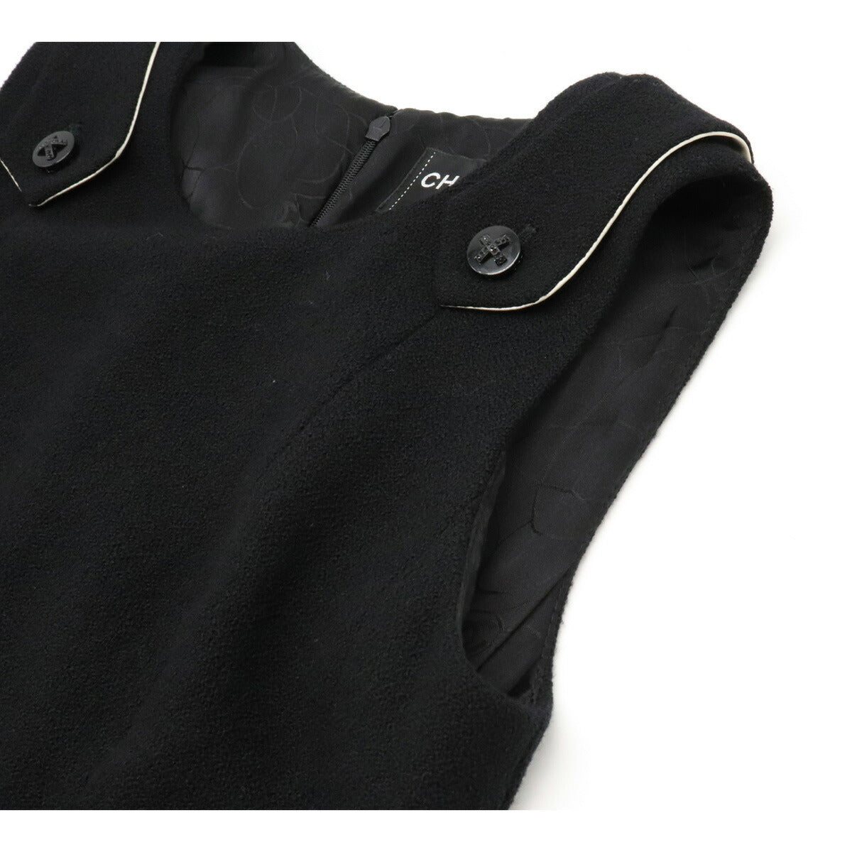 Chanel Wool Silk Sleeveless Dress Black