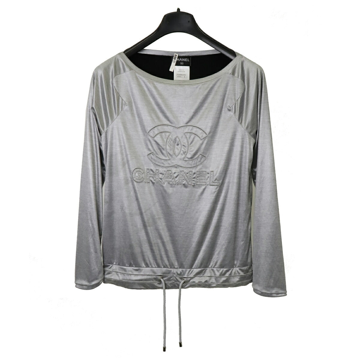 Chanel Logo Boatneck Long Sleeve Top