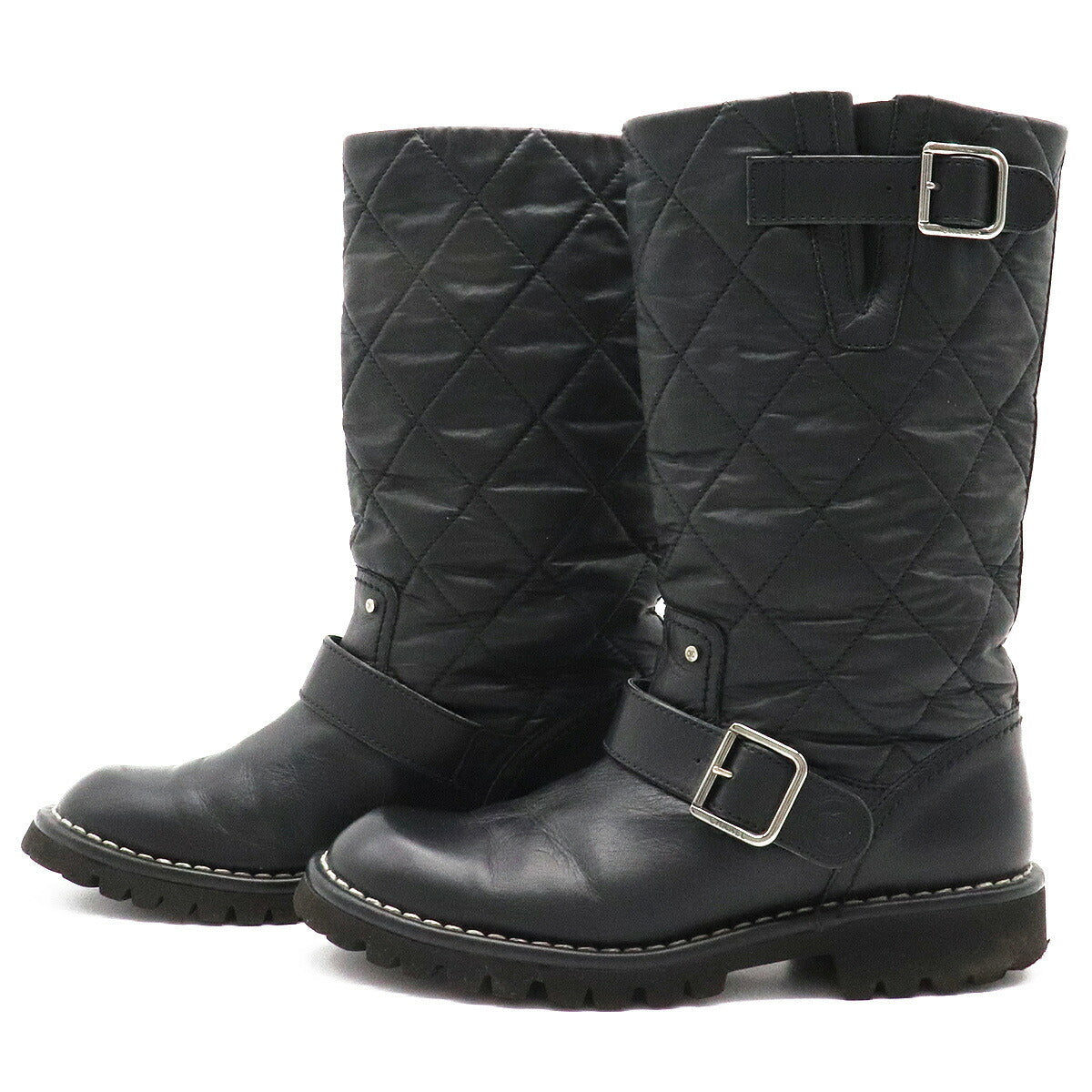 Chanel Leather Engineer Boots Black
