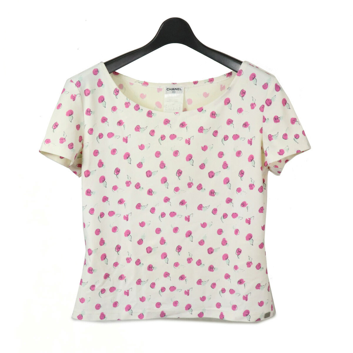 Chanel Nylon Spandex T-Shirt Ivory Pink