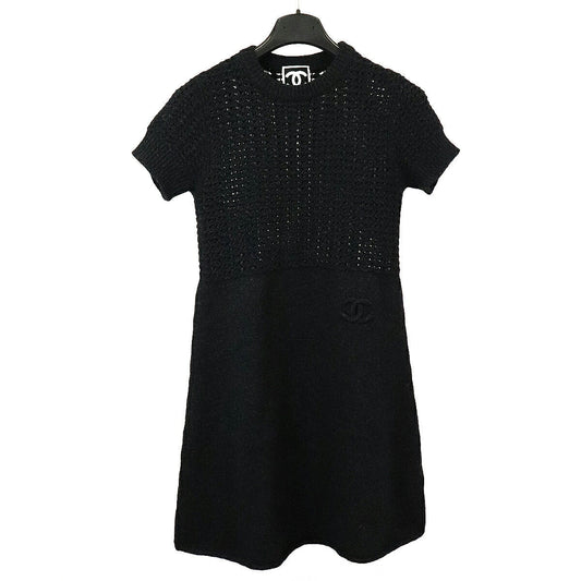 Chanel Coco Mark Knit Dress Navy #38