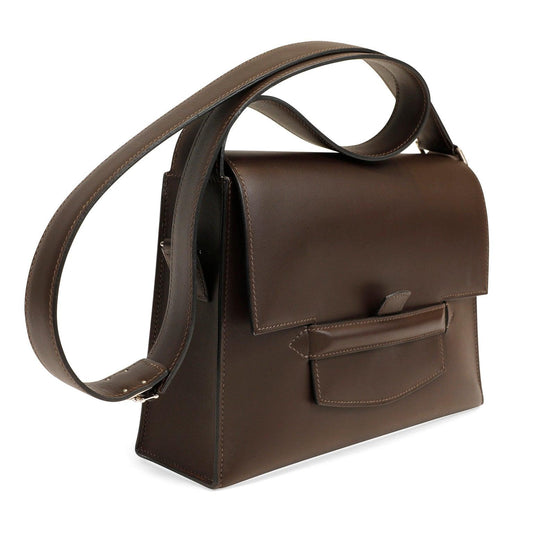 Luxury Hermes Espresso Evergrain Crossbody w/ Strap & Palladium Hardware