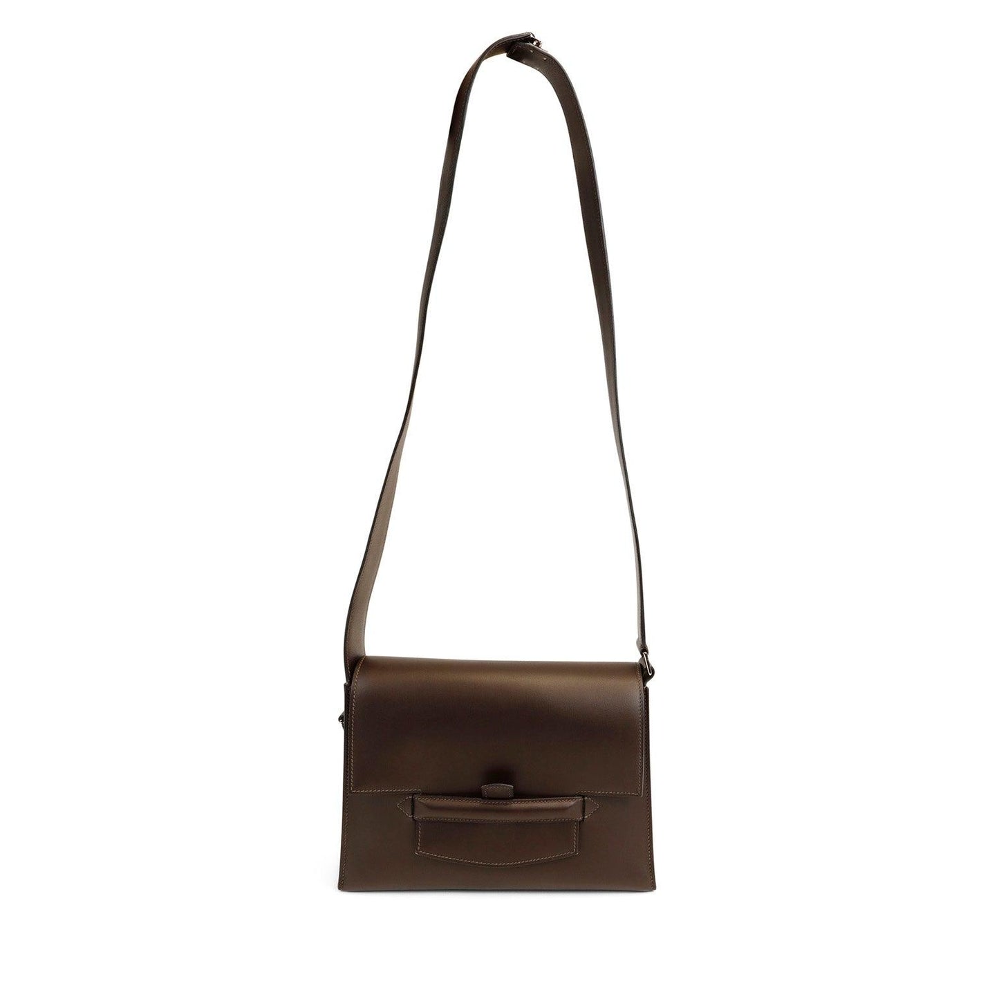 Luxury Hermes Espresso Evergrain Crossbody w/ Strap & Palladium Hardware