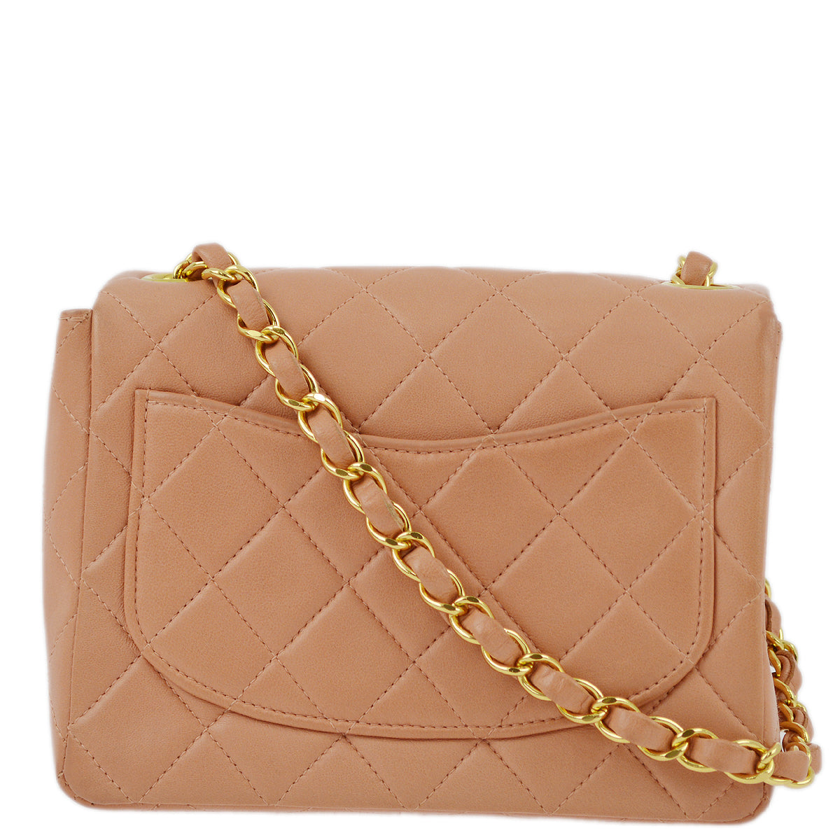Chanel Pink Lambskin Mini Classic Square Flap Shoulder Bag 17