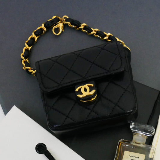 CHANEL Classic Flap Micro Charm Black Lambskin 63555