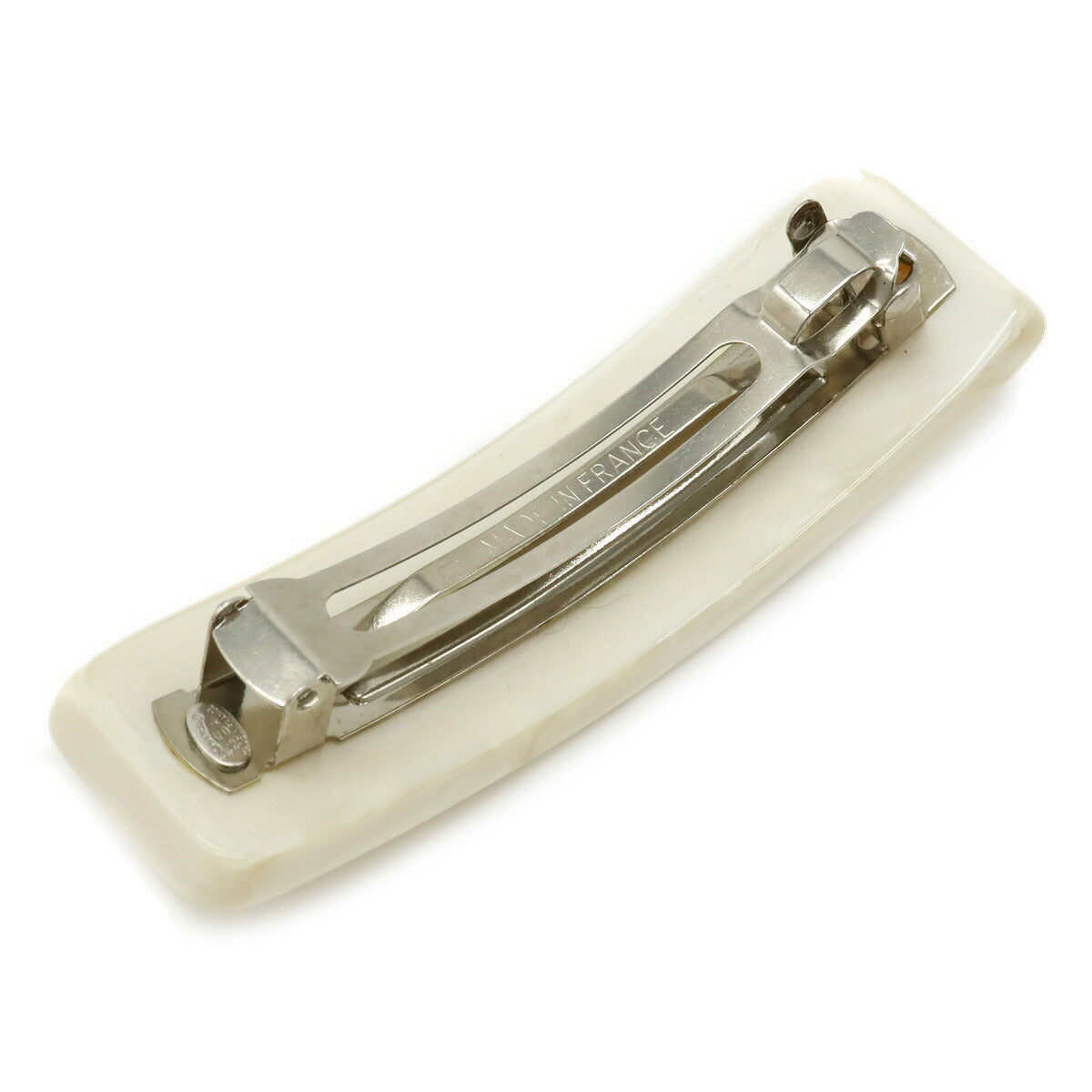 Chanel Logo Plate Hair Clip Ivory