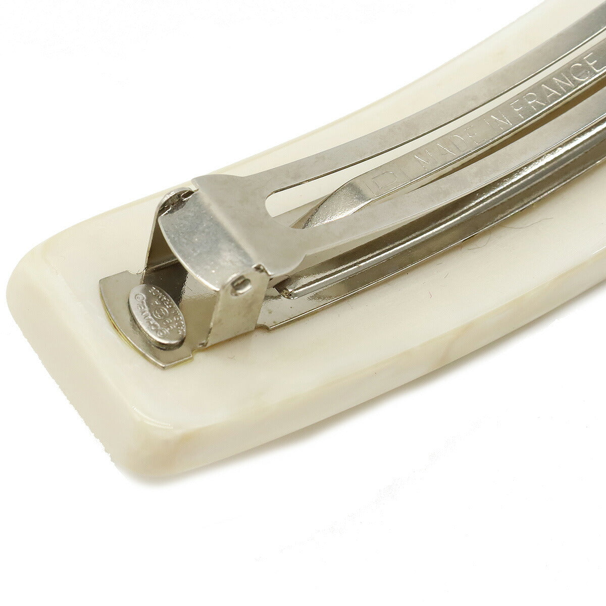 Chanel Logo Plate Hair Clip Ivory