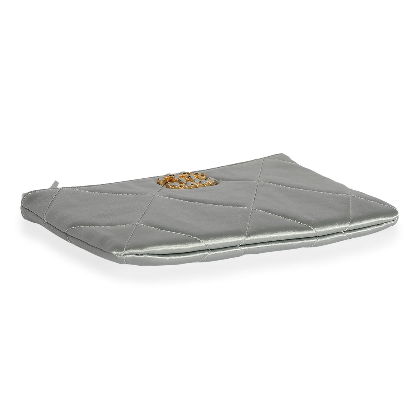 CHANEL Gray Quilted Satin 19 O-Case
