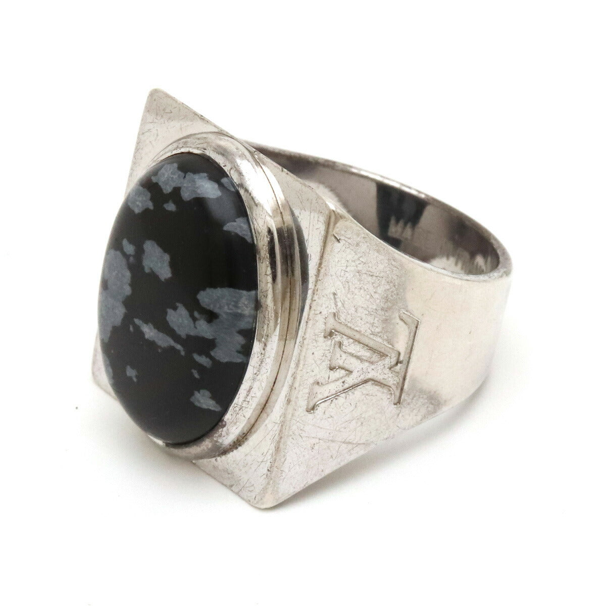 Louis Vuitton Silver Obsidian Ring M64903
