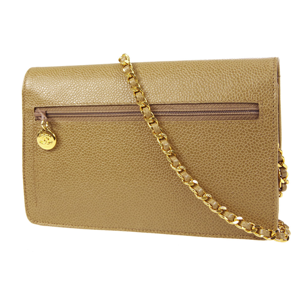 Luxury Chanel 1996-1997 Beige Caviar Timeless WOC Wallet on Chain